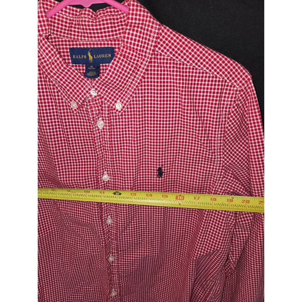 Ralph Lauren Red Gingham‎ Check Button Down Shirt Kids XL (18-20) Cotton